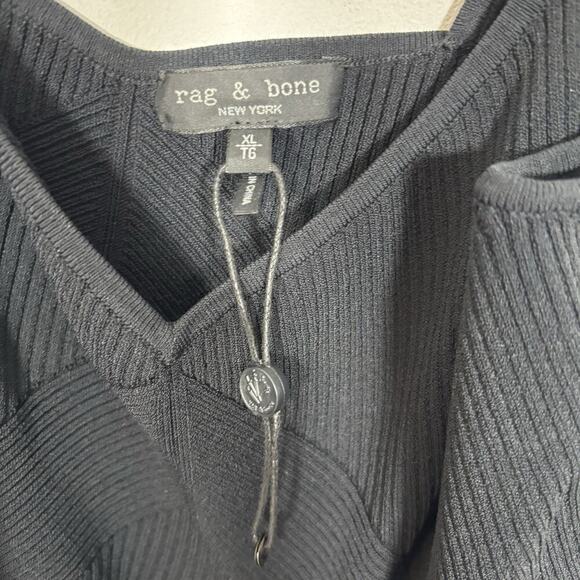 Rag & Bone Asher Tank Top XL Black Ribbed Knit Stretch NWOT VNeck - Picture 3 of 7